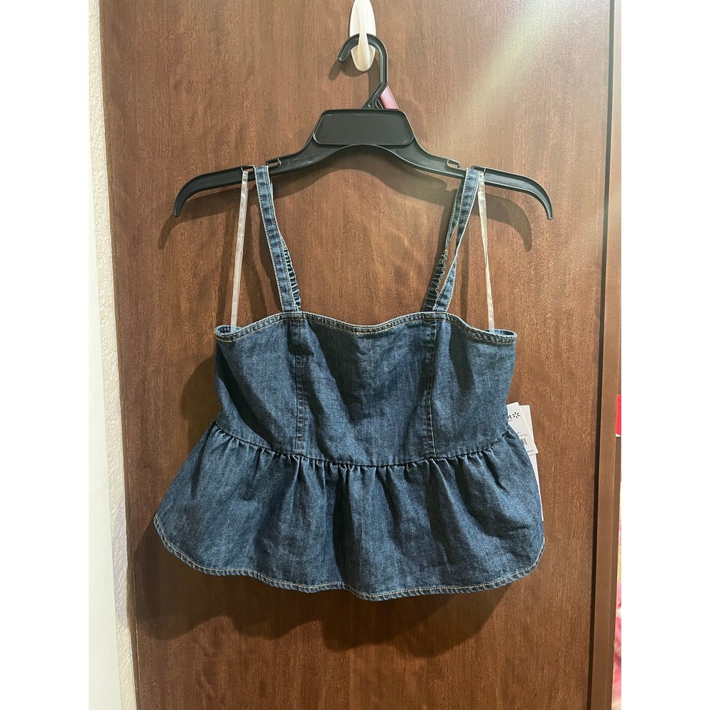 Celebrity Pink Women's Sleeveless Denim Peplum Top, Size M